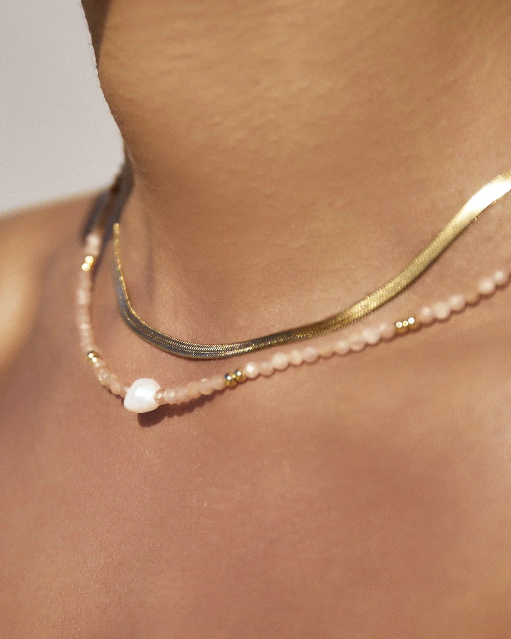 Mila Gemstone Necklace (Rose) by Arms of Eve