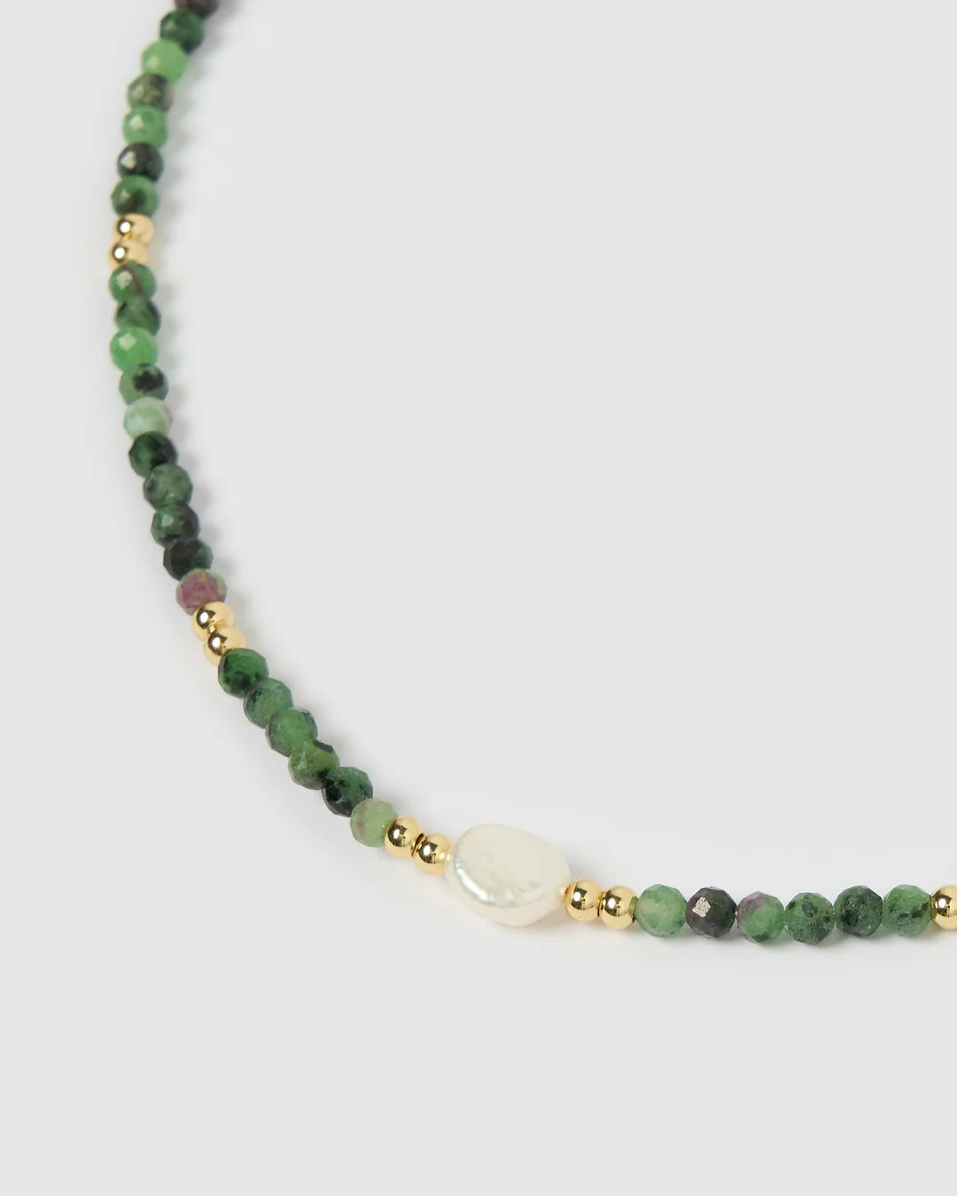 Mila Gemstone Necklace (Clinozoisite) by Arms of Eve