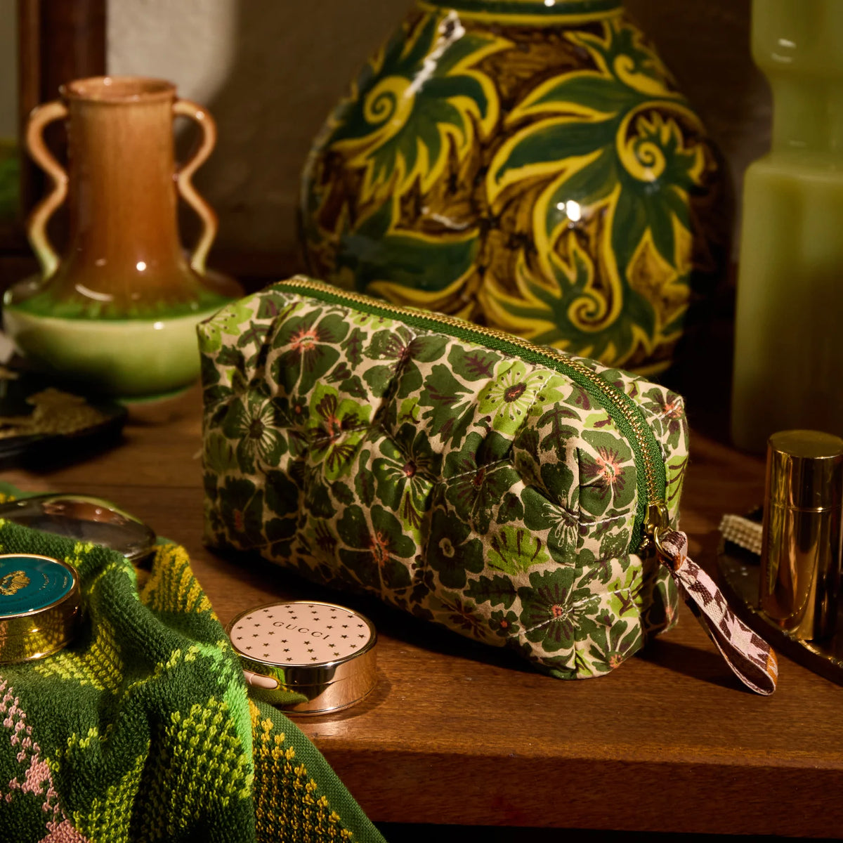 Magnolia Travel Pouch - Cactus Green by Sage & Clare