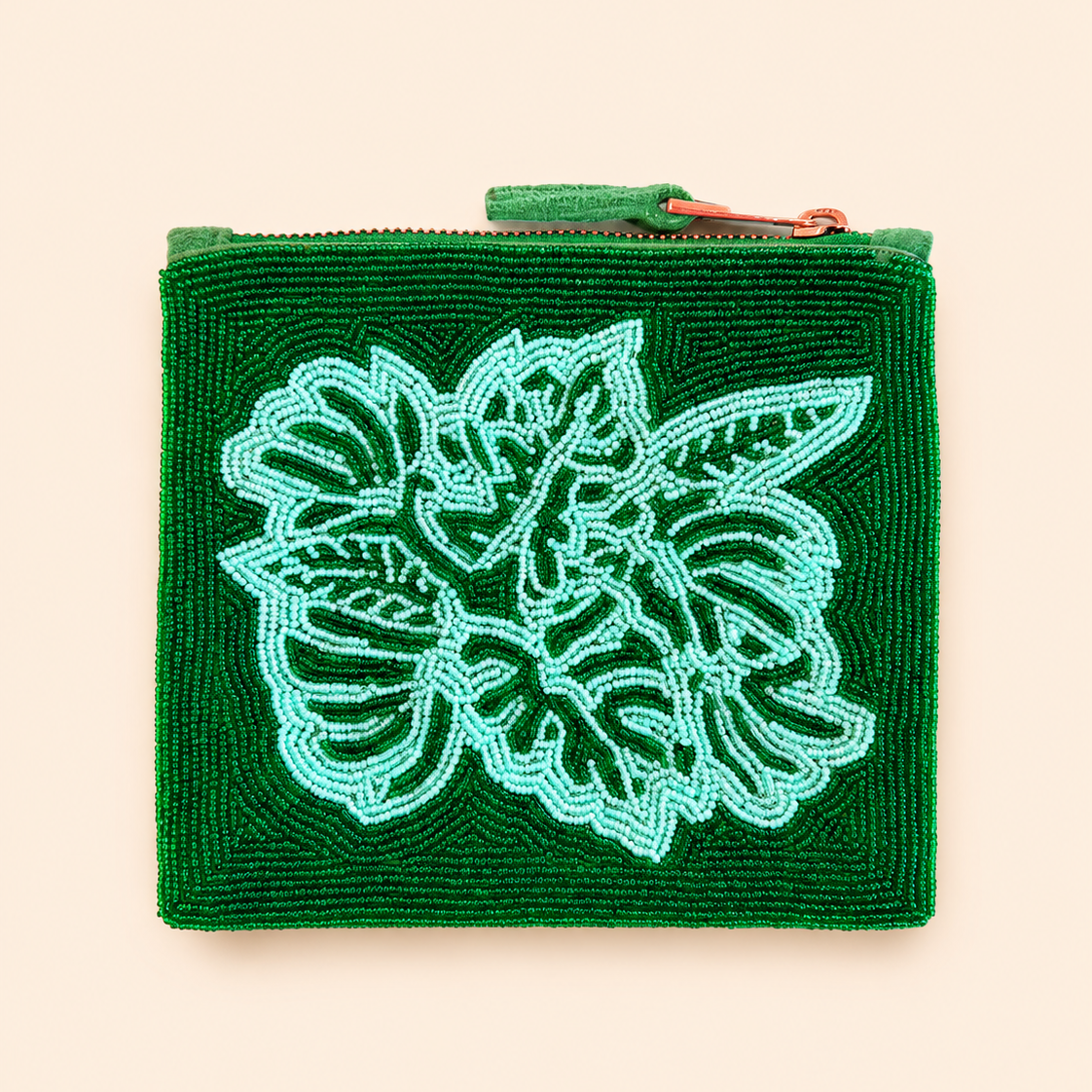 Loco Living Beaded Monstera Pouch