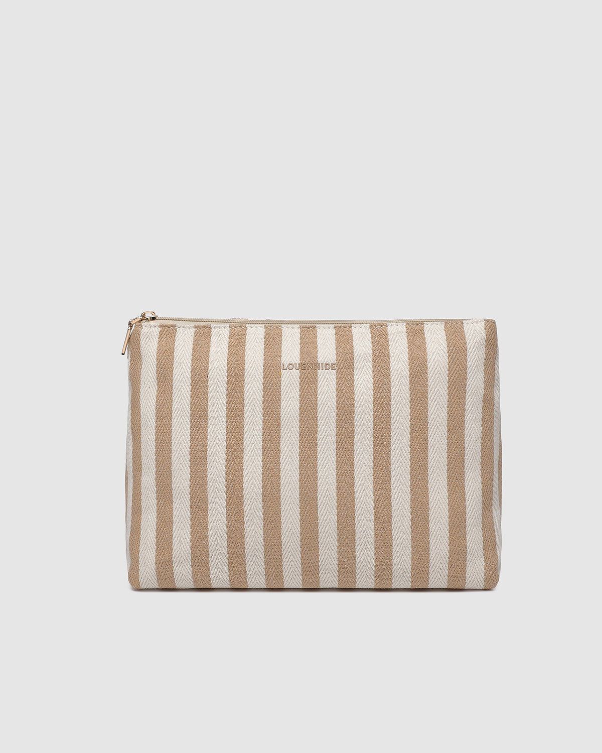 Nala Makeup Bag (Beige Stripe) by Louenhide