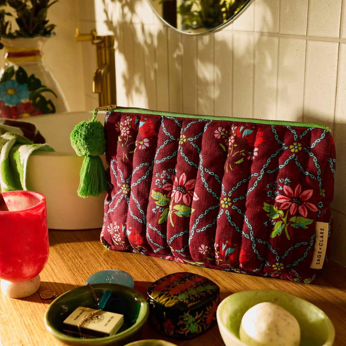 Norali Quilted Cosmetic Bag - Sienna by Sage & Clare