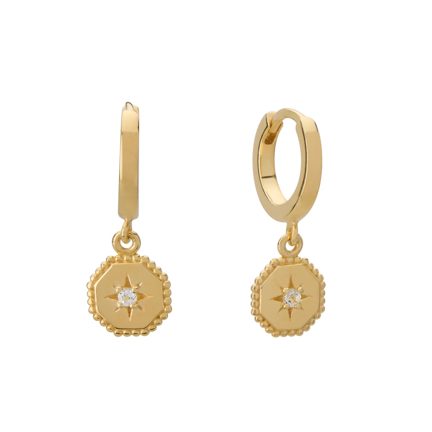 Octagonal Drop Huggies (Gold) by Murkani
