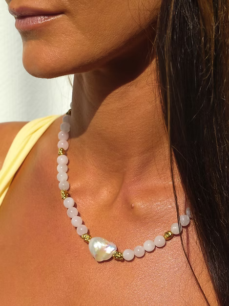 Pink Pearl Beaded Necklace by Sea Soul