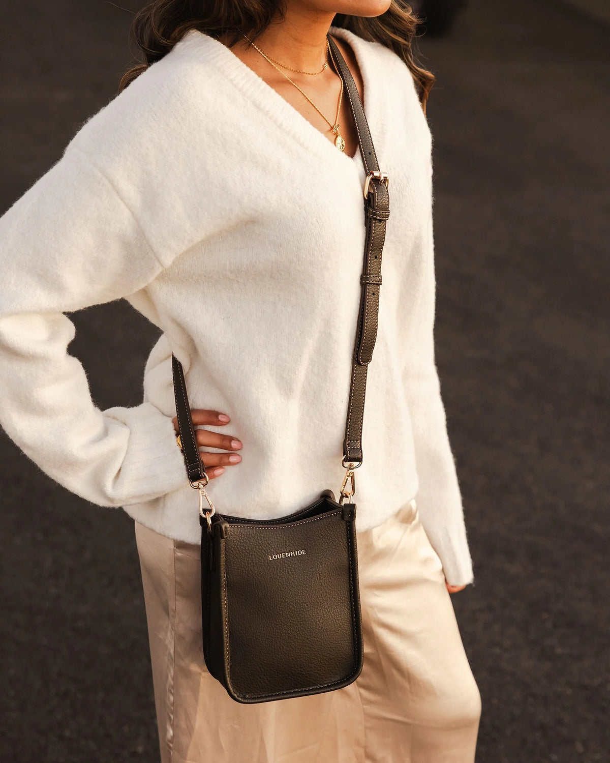 Parker Phone Crossbody Bag (Chocolate) by Louenhide