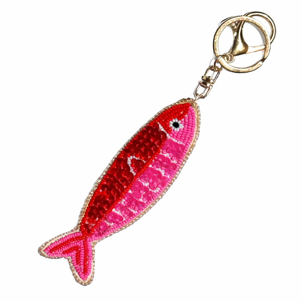 Tropical Fish Beaded Keyring - Pink (by Mink & Me)