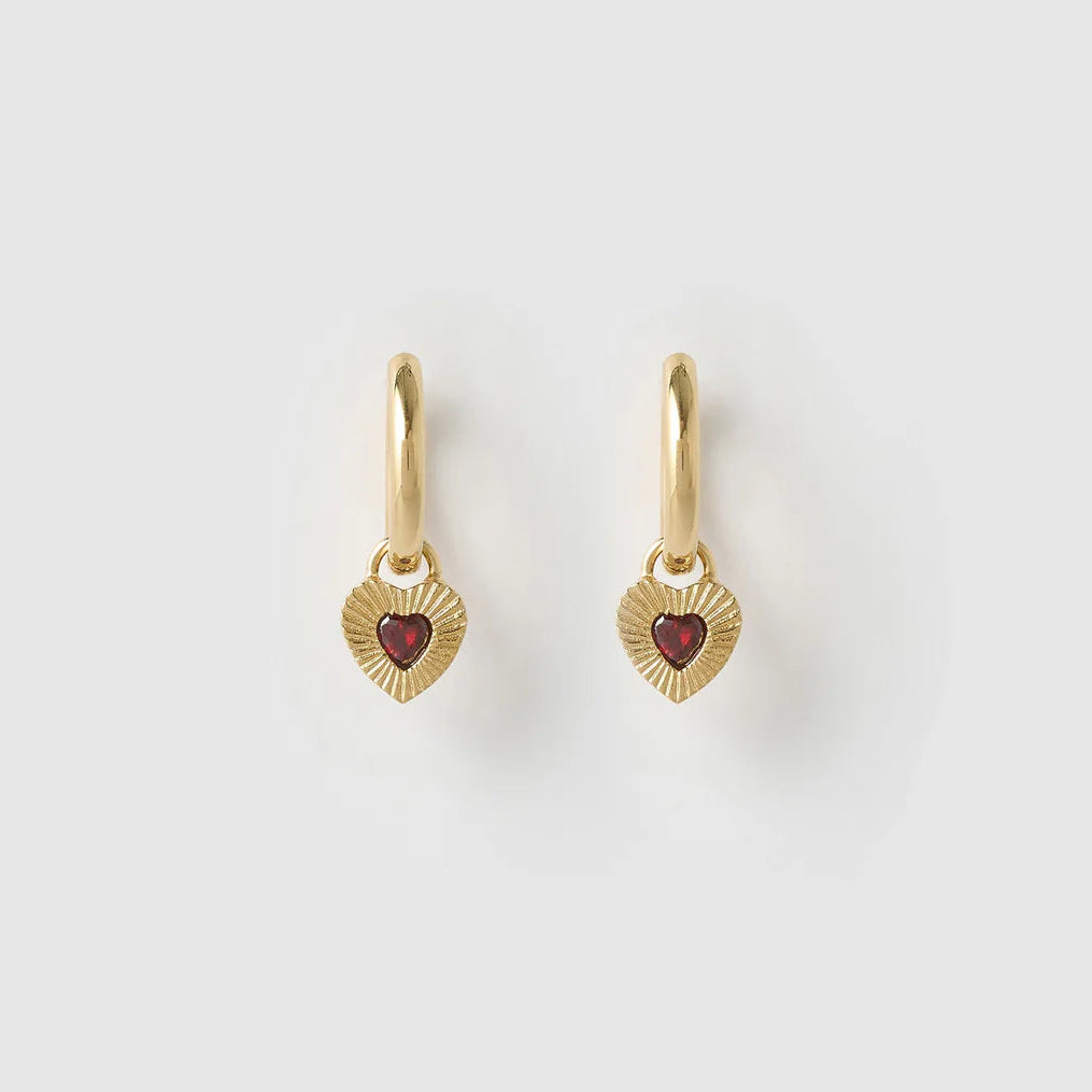 Ruby Heart Earrings (Red) by Arms of Eve