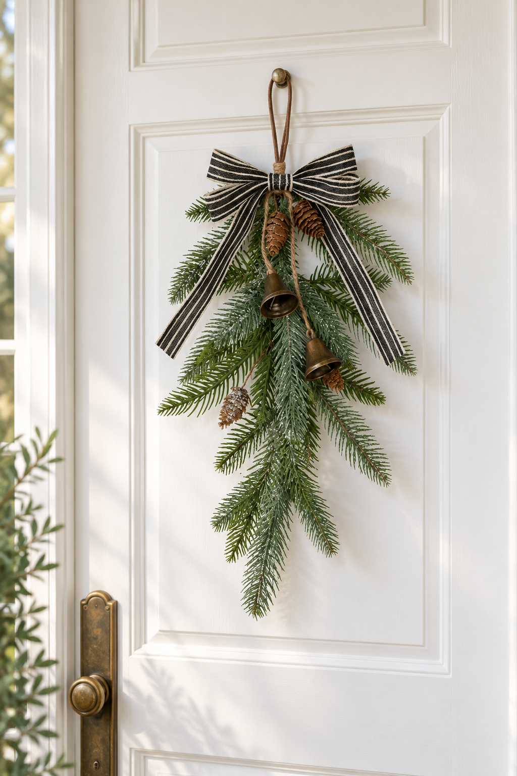 Evergreen & Bells Christmas Door Hanger