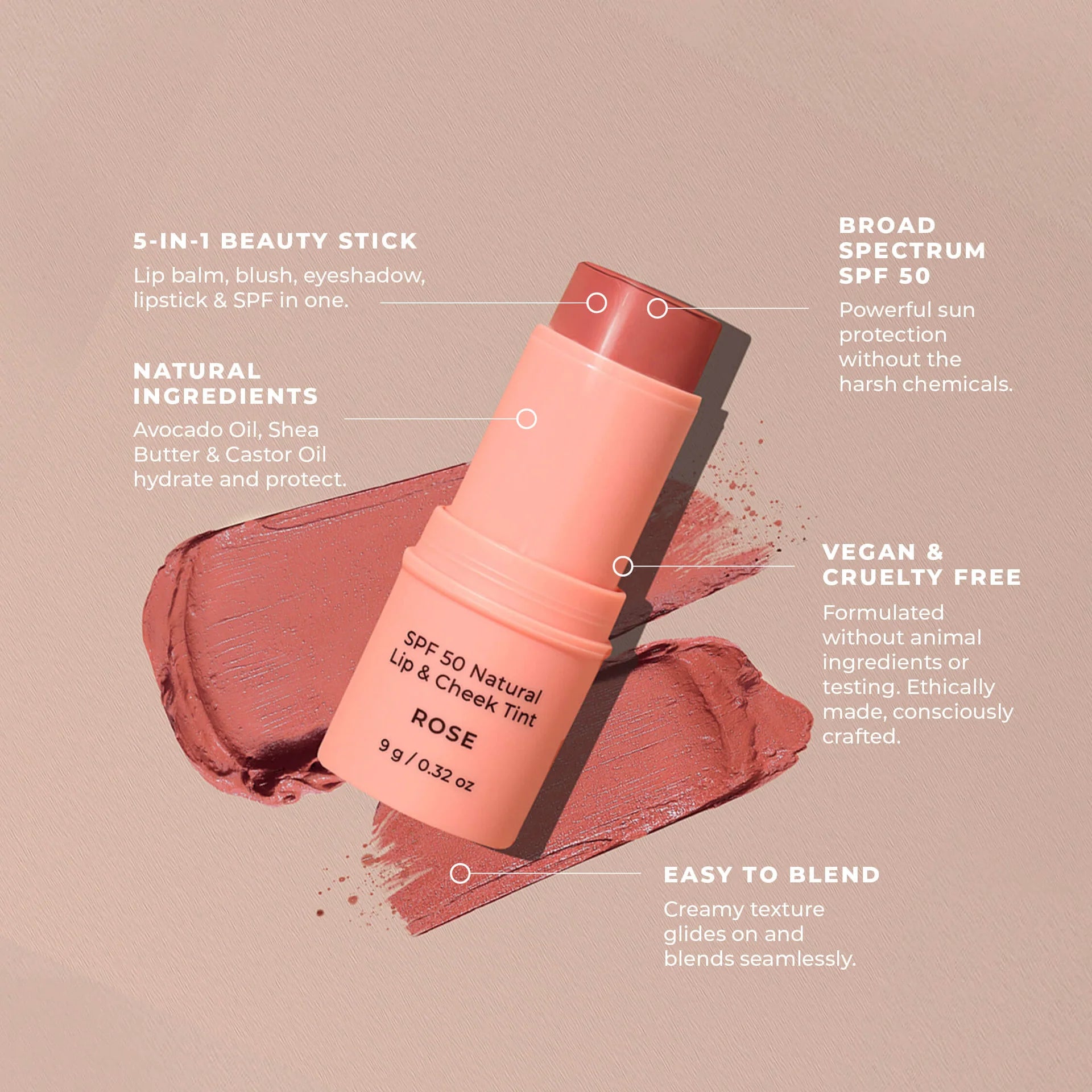 Avocado Zinc SPF 50 Natural Lip & Cheek Tint