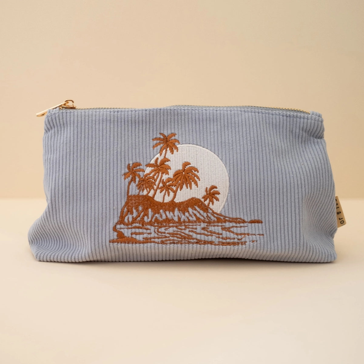 Corduroy Pouch (Sky Blue Palm) by Cai & Jo