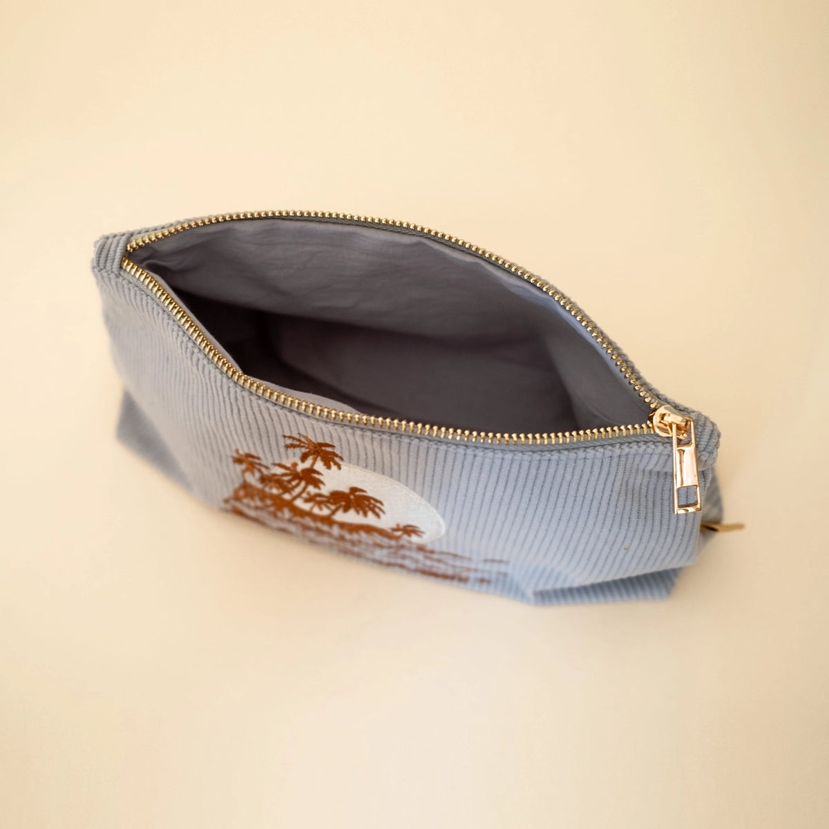 Corduroy Pouch (Sky Blue Palm) by Cai & Jo