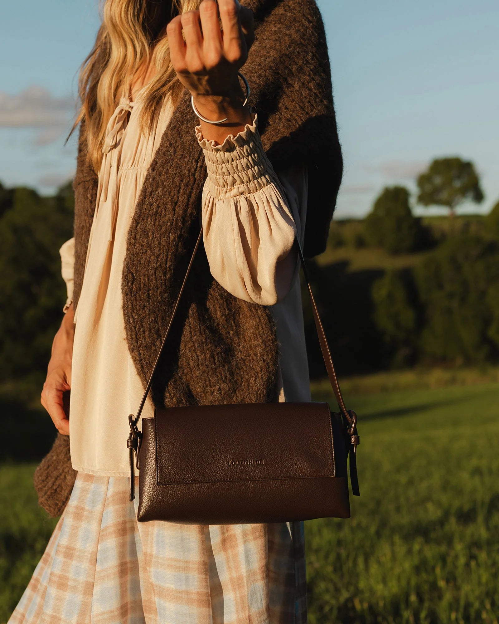 Sophia Crossbody Bag (Chocolate) by Louenhide