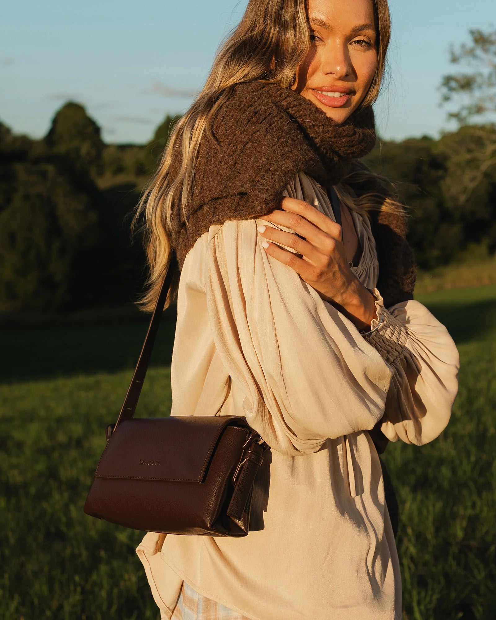 Sophia Crossbody Bag (Chocolate) by Louenhide