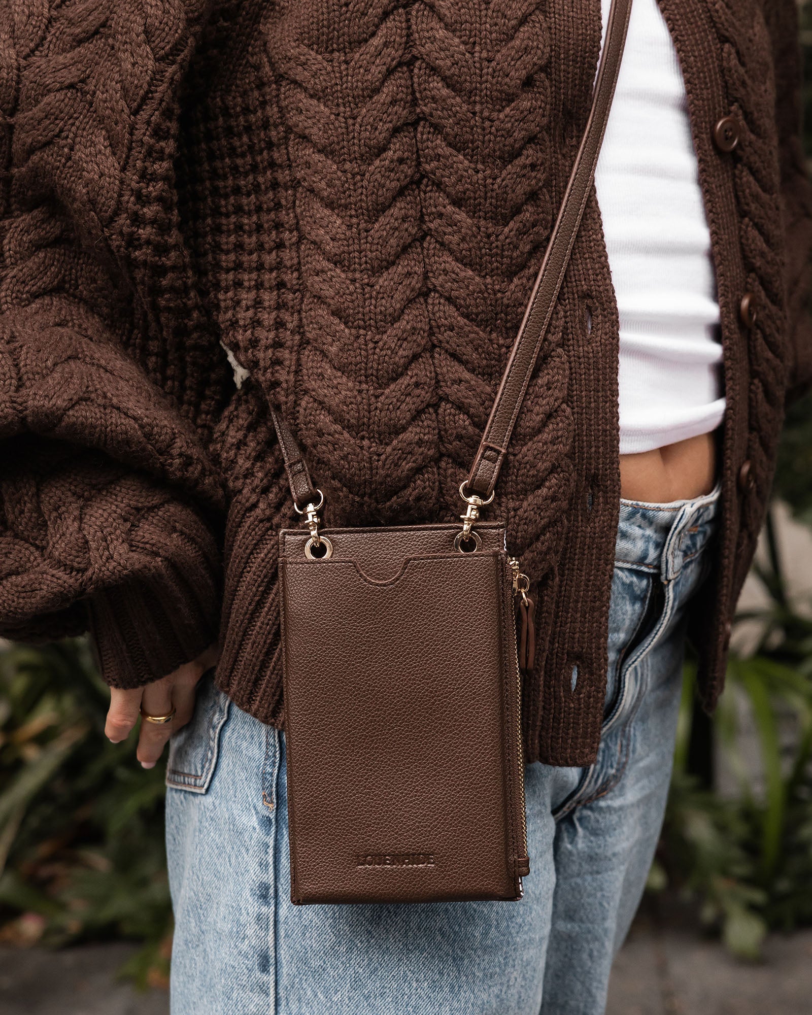 Suki Phone Bag (Chocolate) by Louenhide