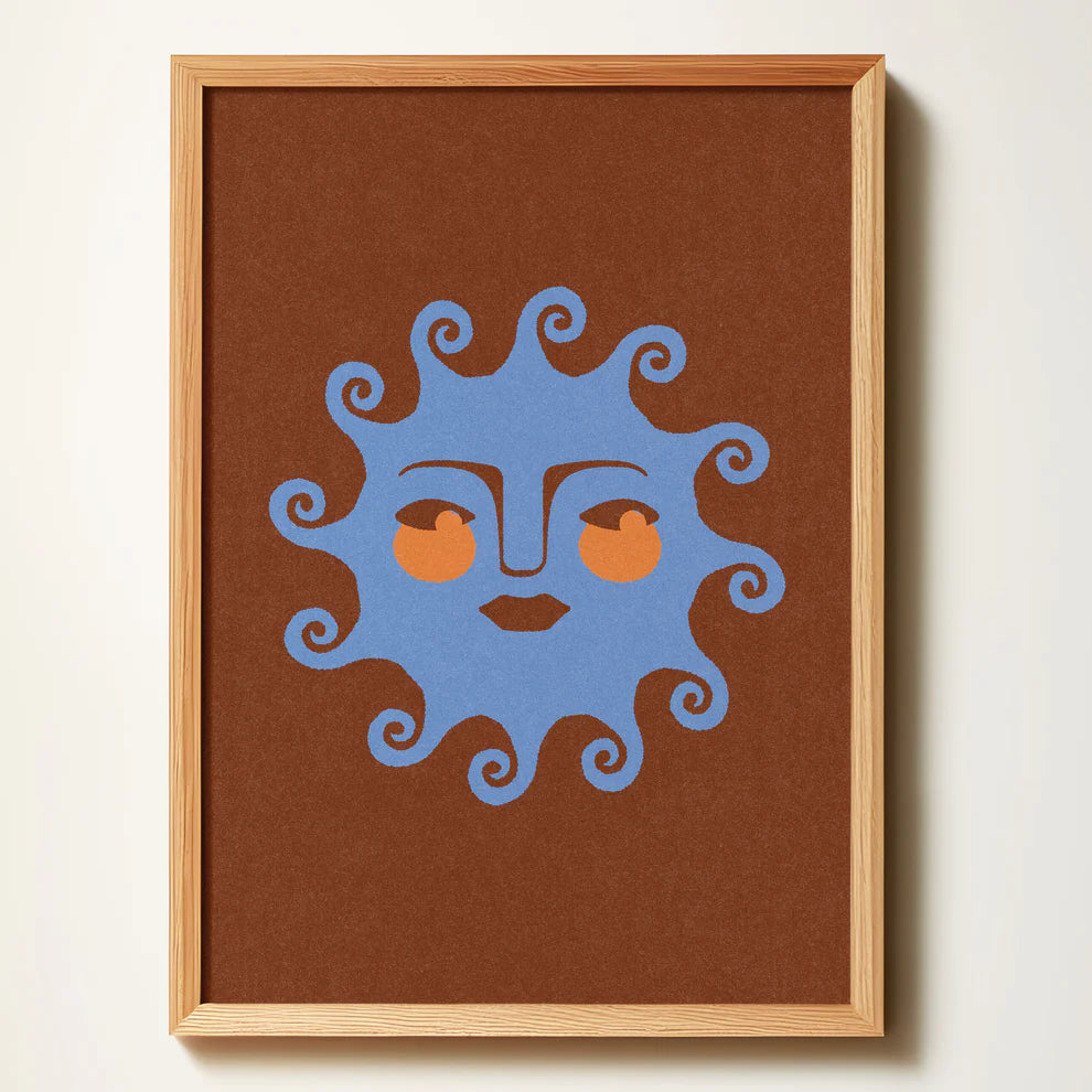 Sun Face Cerulean Blue -  Print by Harley & J