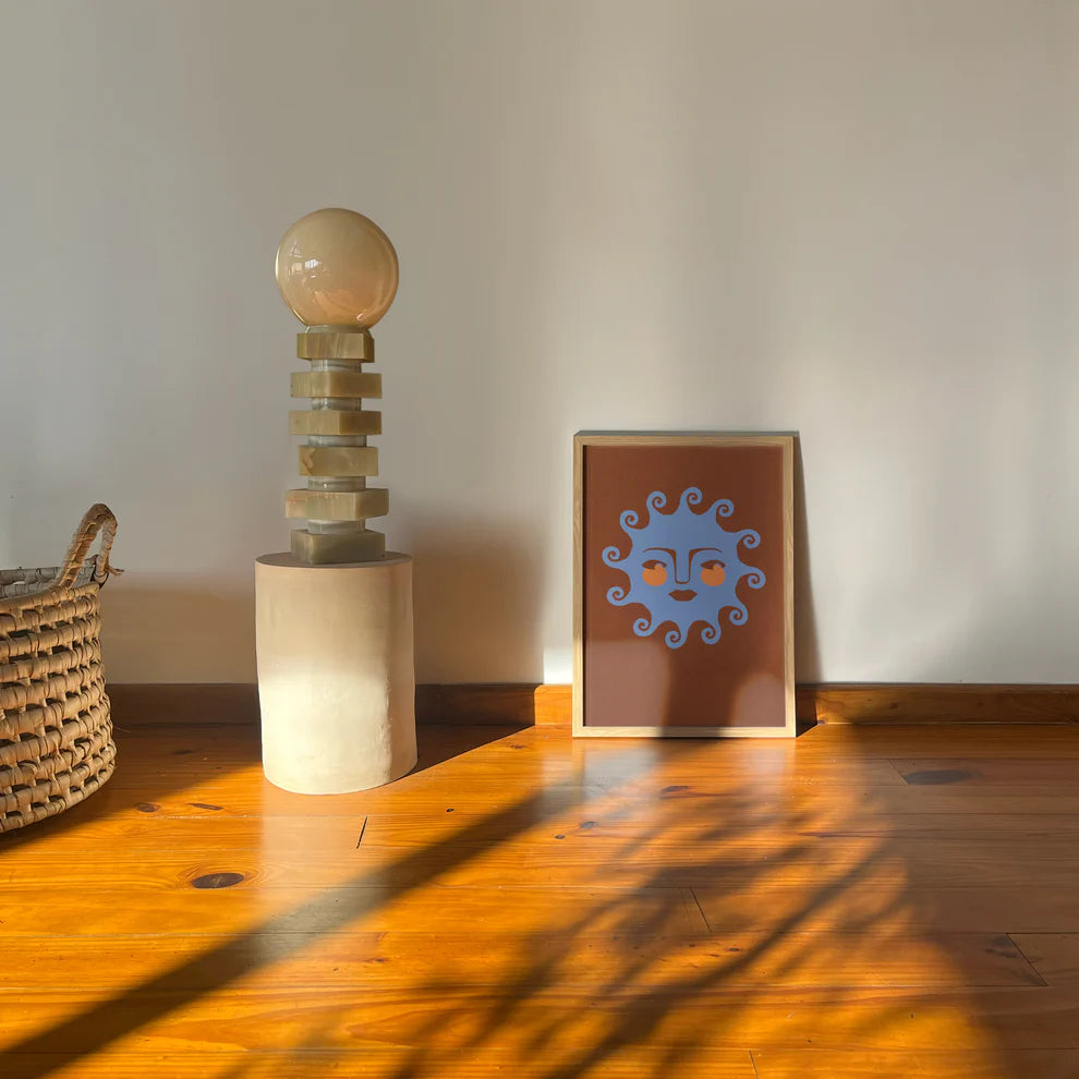 Sun Face Cerulean Blue -  Print by Harley & J