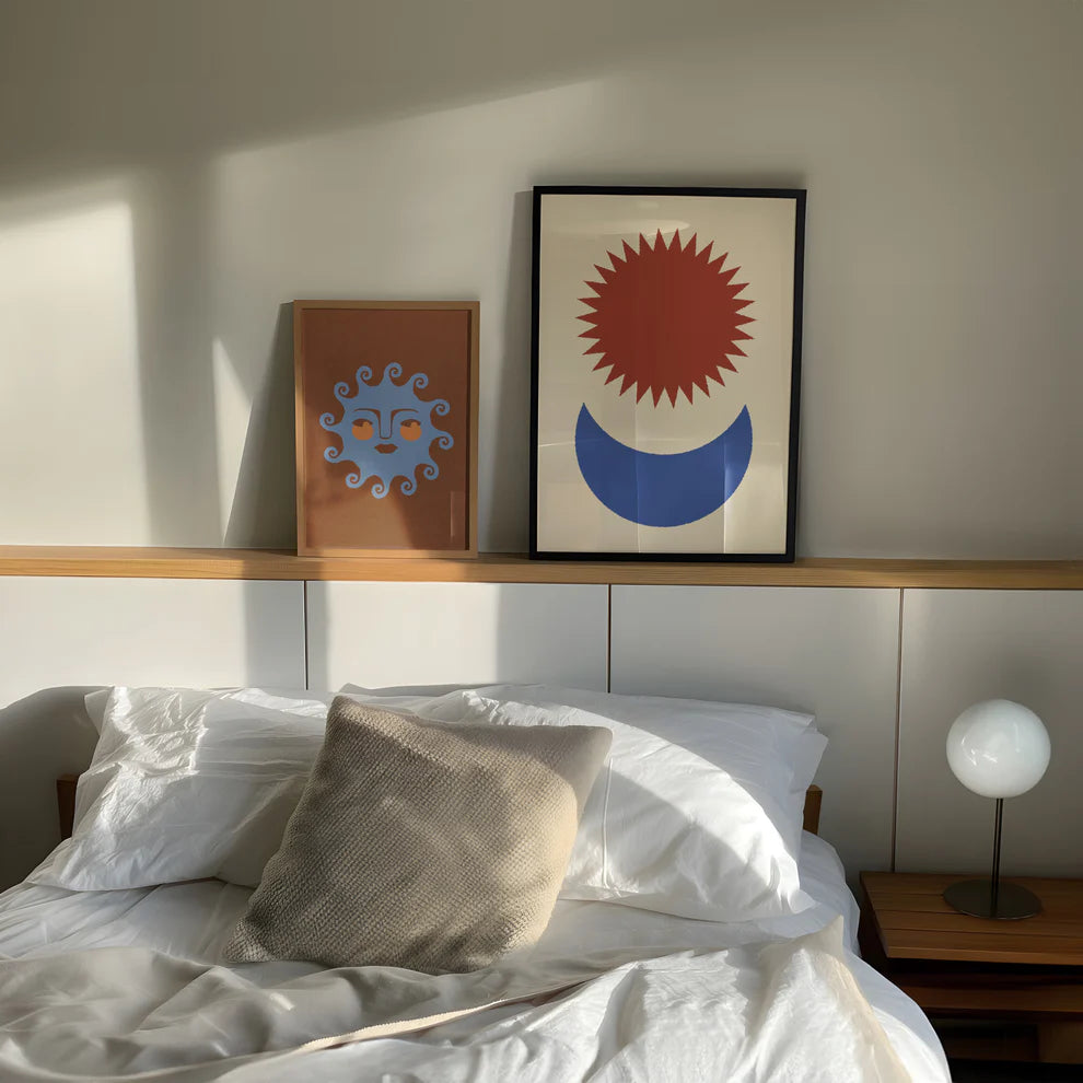 Sun Face Cerulean Blue -  Print by Harley & J