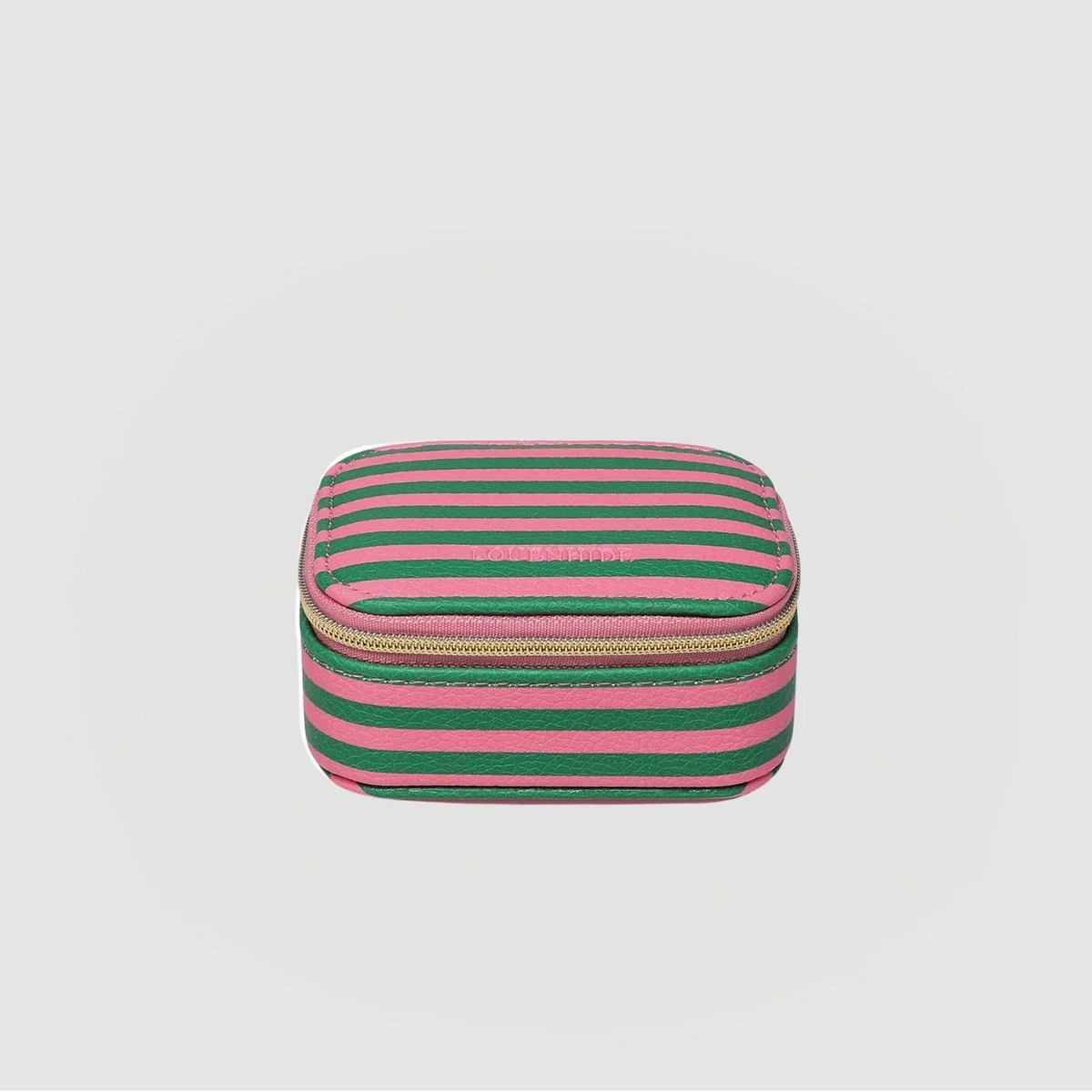 Suzie Stripe Jewellery Box (Green/Bubblegum Pink) by Louenhide