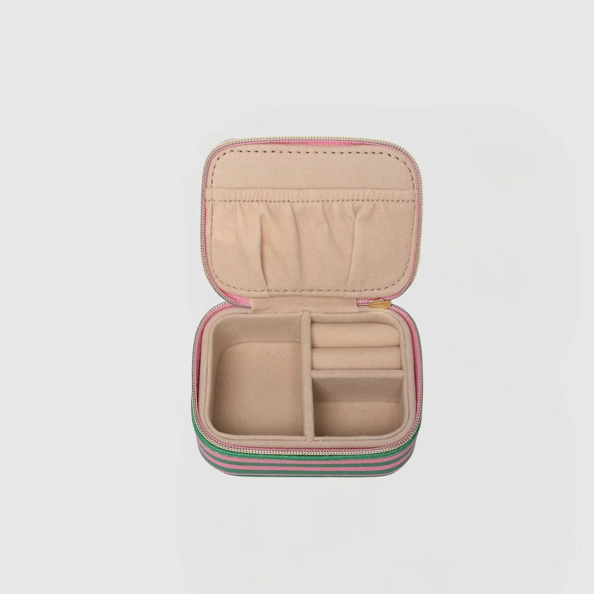 Suzie Stripe Jewellery Box (Green/Bubblegum Pink) by Louenhide