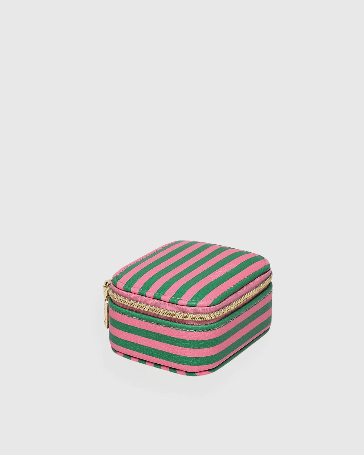 Suzie Stripe Jewellery Box (Green/Bubblegum Pink) by Louenhide