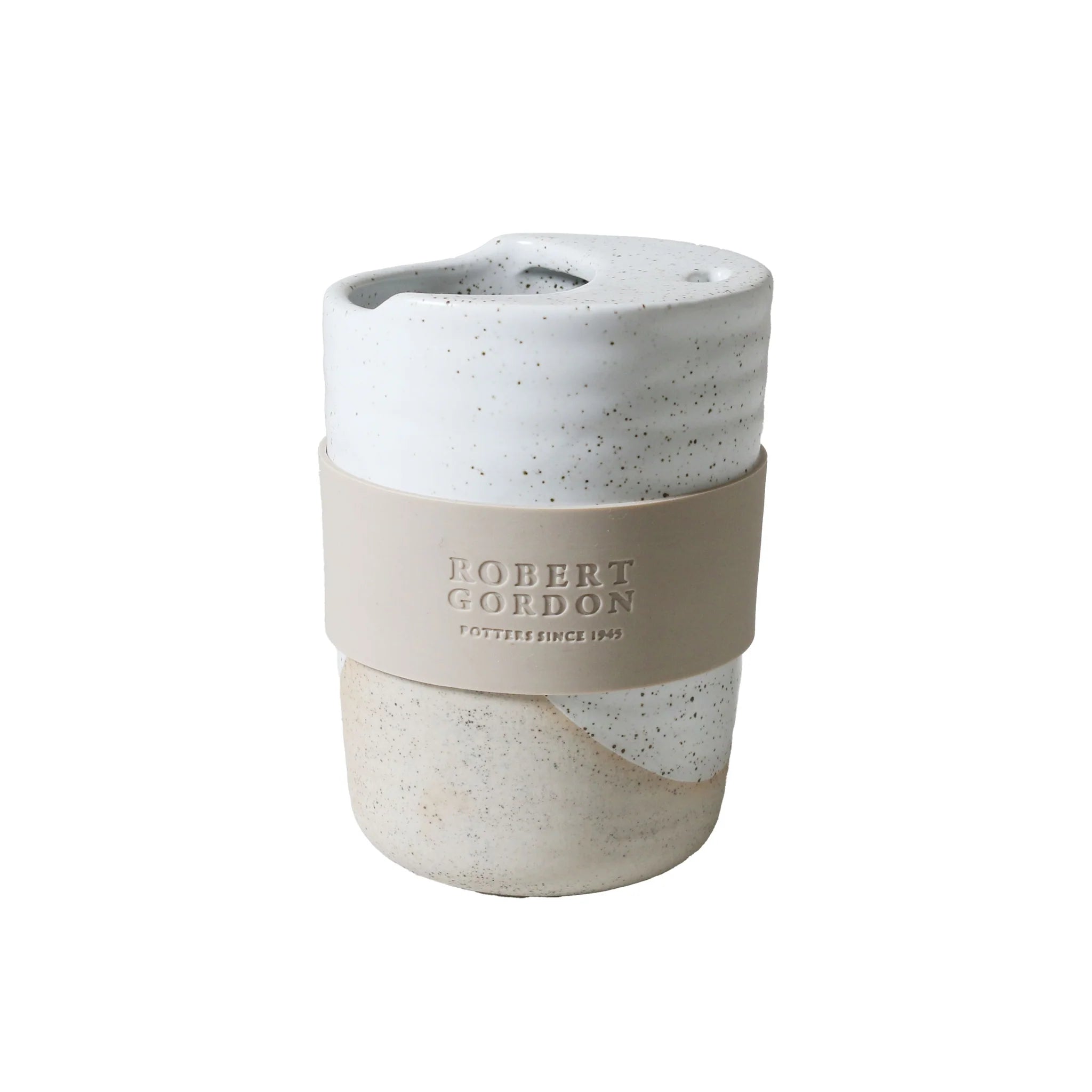 'The Wanderer' Travel Mug (White Speckle) by Robert Gordon