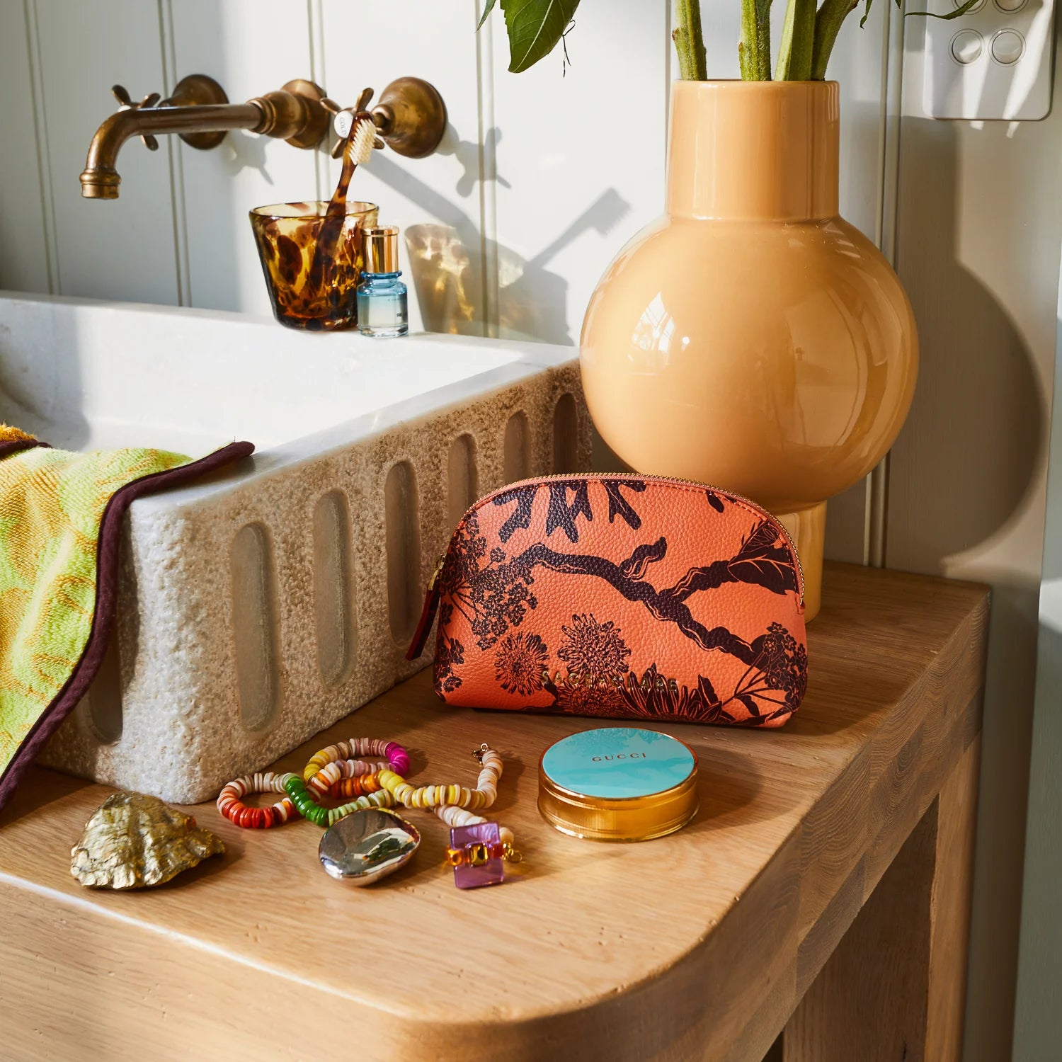 Delphine Cosmetic Pouch (Vivid Coral) by Sage & Clare