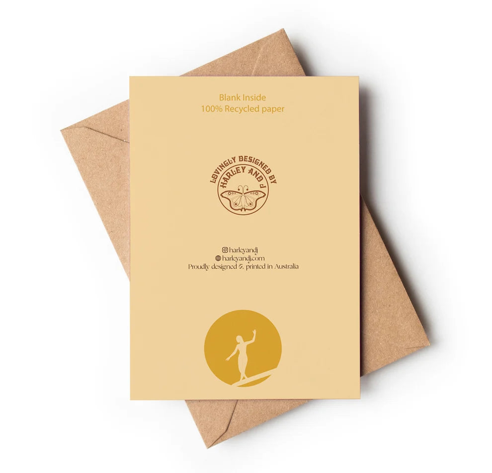 Yin Yang Surfer Card - Vintage Retro Style Greeting Card