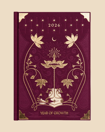 2026 Year of Growth Diary by Dreamy Moons - Rich Burgundy