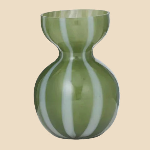 Bobbi Glass Vase - Olive/White
