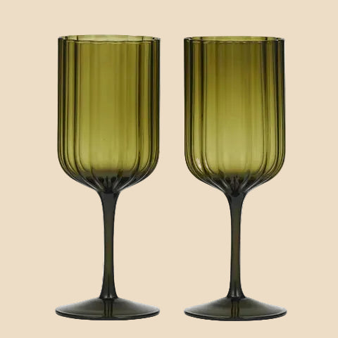 Hazel Wine Glasses - Olive (Set of 2)