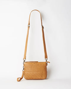 Woven Leather Pouch Bag - Tan