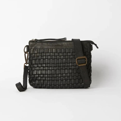 Woven Leather Pouch - Black