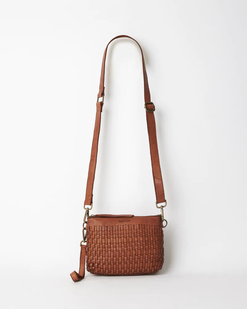 Woven Leather Pouch Cognac Drift Trading Co