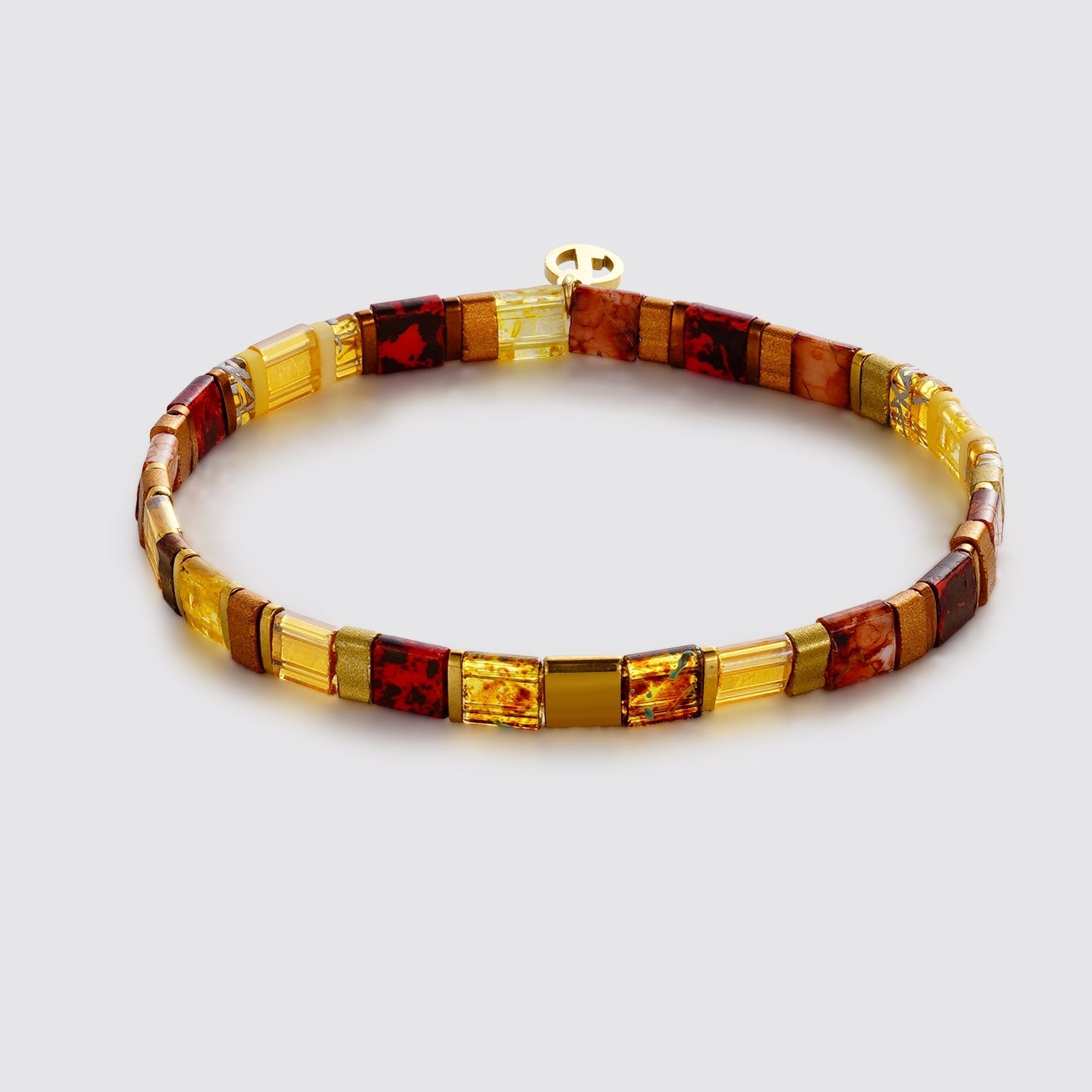 Tile Bracelet (Red/Gold) by Zafino