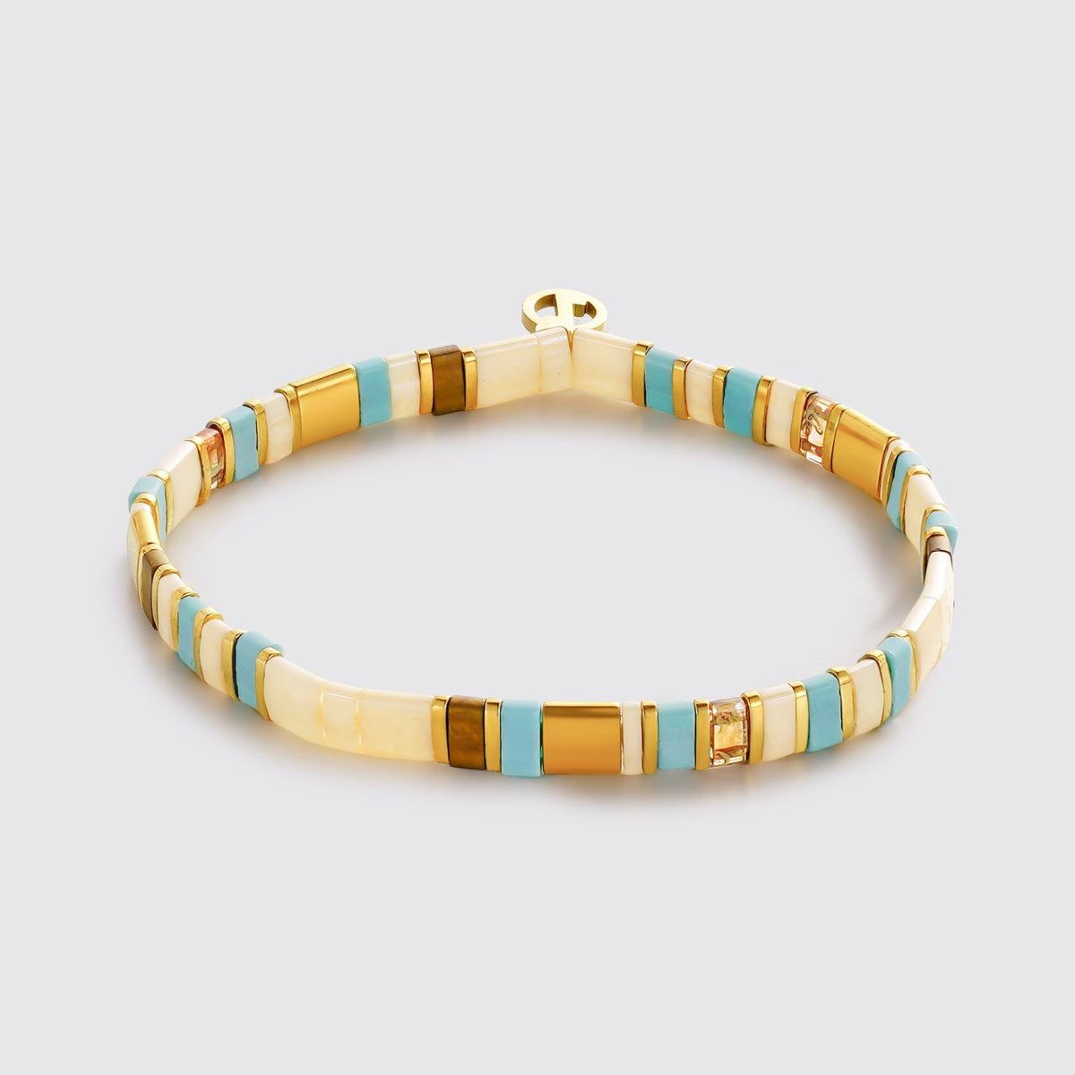Tile Bracelet (Teal/Cream) by Zafino