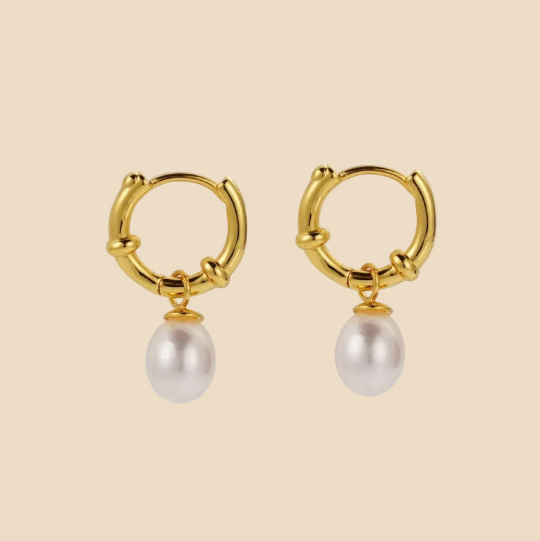Tessa Pearl Hoop by Zafino (Gold or Silver)