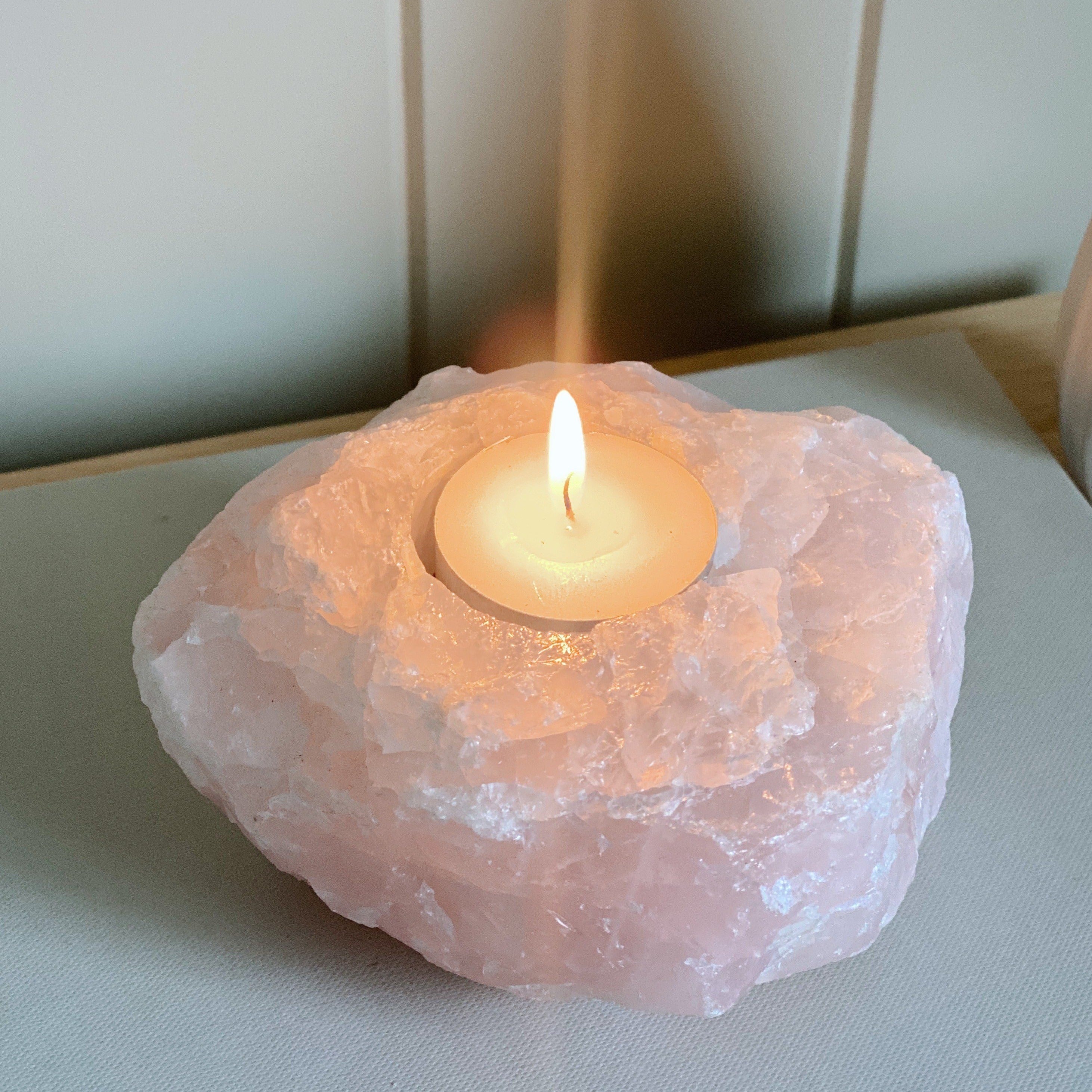 Rose Quartz Candle Holder