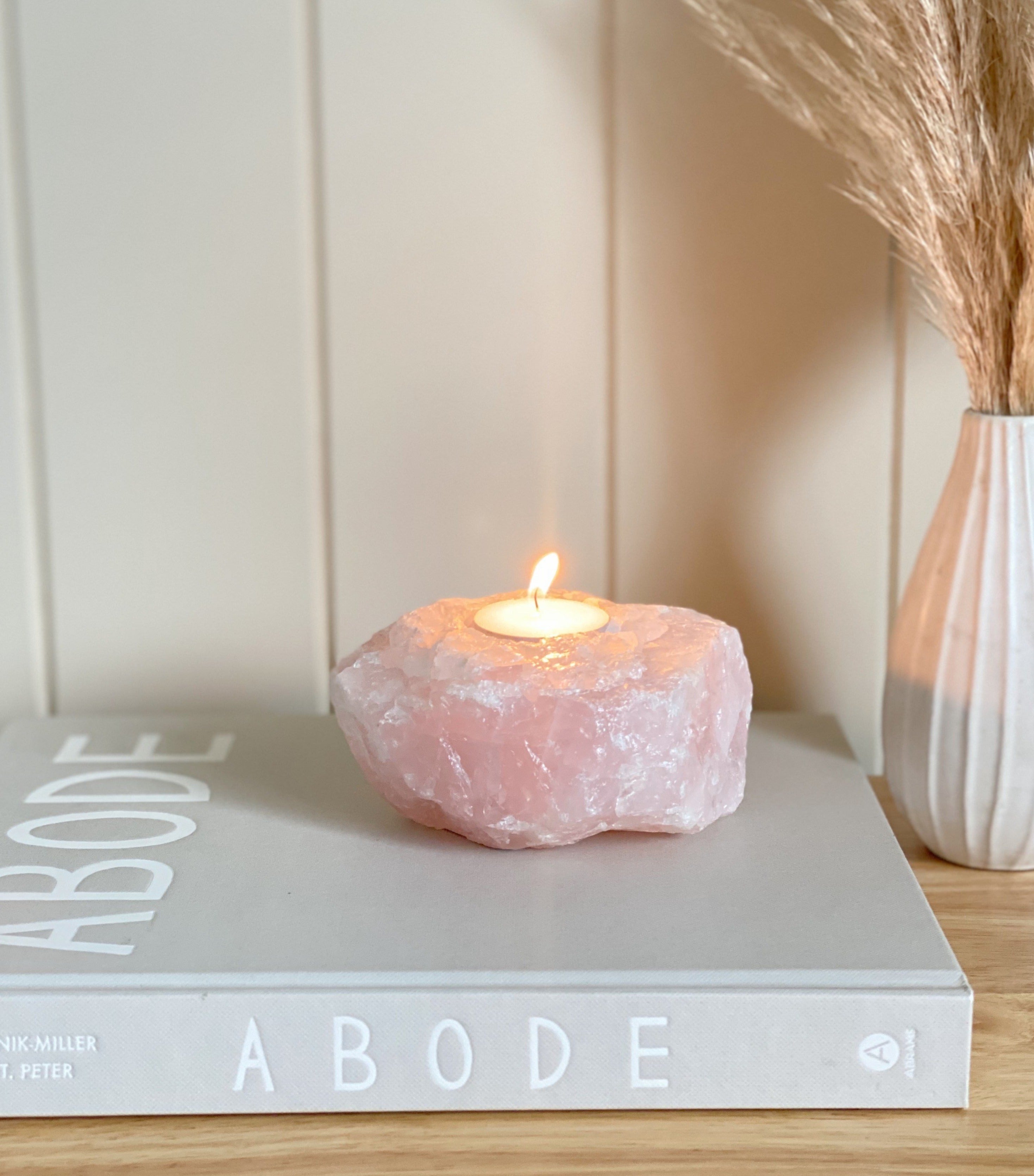 Rose Quartz Candle Holder