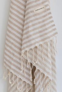 California Turkish Towel (Beige & White Stripe) by One Fine Sunday Co