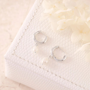 Delicate Pearl Huggies / Silver or Gold