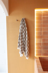 Retro Brown Checker Turkish Towel / Throw - One Fine Sunday Co