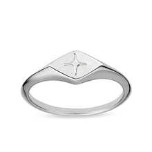 Celestial Diamond Signet Ring / Sterling Silver